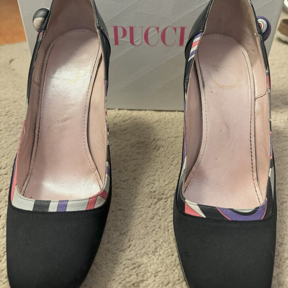 Emilio Pucci Black Printed Platform Pump